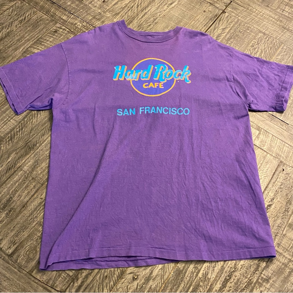 Hard Rock Cafe Shirt Mens Extra Large VTG Purple 90s San Francisco Short‎ Sleeve